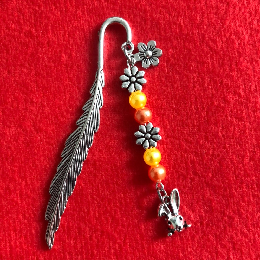 NWT, Handmade by A Charmed Life. Silver Feather Bookmark
